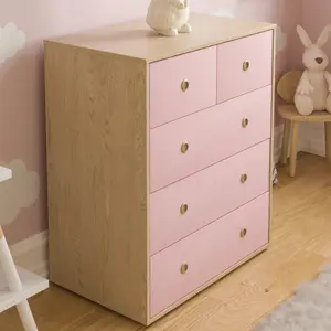 Vida Designs Neptune Pink & Oak 5 Drawer Chest (H)760mm (W)647mm (D)395mm