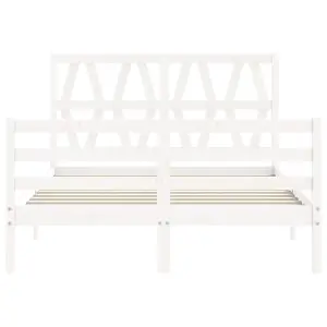 Berkfield Bed Frame with Headboard White 140x200 cm Solid Wood