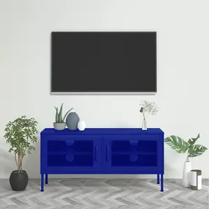 Berkfield TV Cabinet Navy Blue 105x35x50 cm Steel