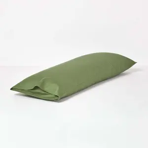 Homescapes Moss Green Organic Cotton Housewife Pillowcase 400 TC, Body Pillowcase