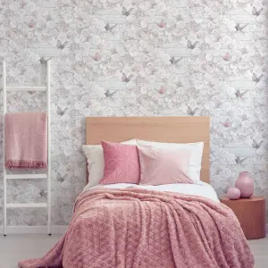 Flower wall Pink Smooth Wallpaper Sample