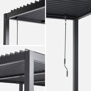 sweeek. 3x6m louvered aluminium pergola with adjustable roof slats Palace Anthracite 574x292x231 cm