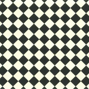 Black White Chequre Tile Effect Effect Vinyl Flooring For Kitchen, Bathroom, 2.8mm Vinyl Sheet-6m(19'8") X 4m(13'1")-24m²