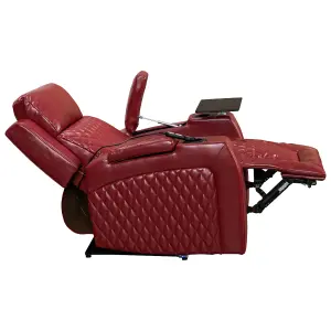 Electric Recliner Armchair & Cinema Seat with Cup Holders and Massage in Red Leather Aire - Venice Series One