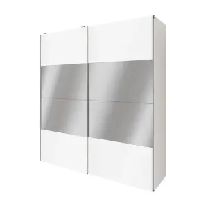 GoodHome Atomia Matt white Particle board Mirrored Wardrobe (H)2250mm (W)2000mm (D)655mm