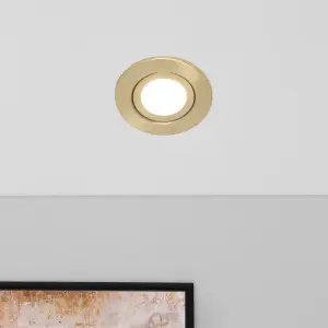 Litecraft COB LED Satin Brass Adjustable Colour Changing Bathroom Downlight