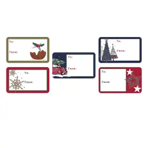 Eurowrap Contemporary Christmas Stickers (Pack of 50) Multicoloured (One Size)