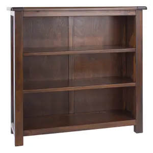 3 shelf low wide bookcase, rich dark brown lacquer finish, Boston range