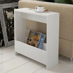 Beeler Modern Slim Compact Side Table White