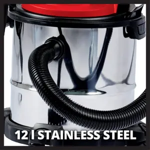 Einhell Wet And Dry Vacuum Cleaner 12L Stainless Steel 1250W With Blower Function Corded Electric TC-VC 1812 S