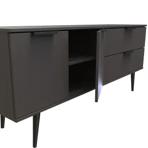 Fuji 2 Drawer 2 Door Wide Sideboard in Graphite (Ready Assembled)