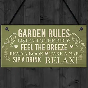 Red Ocean Outdoor Plaques For Garden Garden Rules Sign Novelty Hanging Summer House Sign Garden Shed Friendship Gift