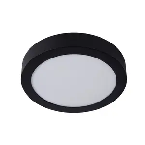 Lucide Brice-Led Modern Flush Ceiling Light Bathroom 24cm - LED Dim. - 1x15W 3000K - IP44 - Black