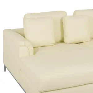 Right-Hand Corner Sofa OSLO Beige Leather Right Hand