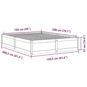 Berkfield Bed Frame without Mattress White 150x200 cm King Size Solid Wood Pine