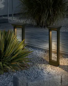 Solar Outdoor LED Bollard Lamp Black MALDEN