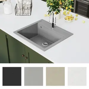 Berkfield Granite Kitchen Sink Single Basin Grey