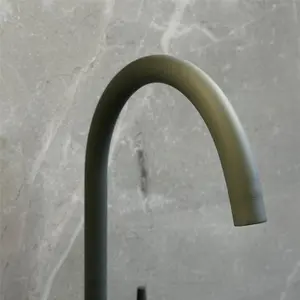 Liquida LB01GR Swan Neck Twin Lever Brushed Steel and Grey Kitchen Tap