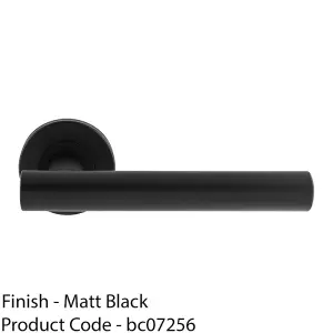 PAIR Straight Round T Bar Handle On Round Rose Concealed Fix Matt Black