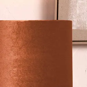 35cm Terracotta Velvet Cylinder Lampshade For Table Lamps