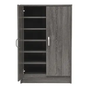 Grey 6-Tier Wooden Shoe Storage Cabinet with 2 Doors