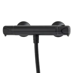 Triton Benito Matt Black Brushed steel effect Wall-mounted Thermostatic Mixer Shower