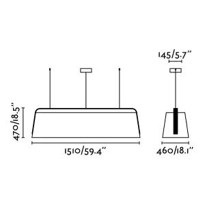 Luminosa Stood 5 Light Ceiling Pendant Bar Black And Cherry Wood, E27