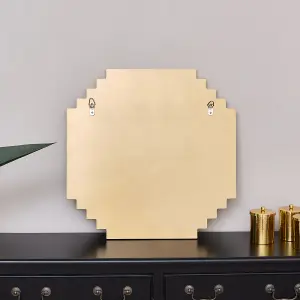 Melody Maison Square Gold Art Deco Fan Wall Mirror 55cm x 55cm