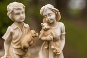 Boy & Girl Stone Effect Ornaments