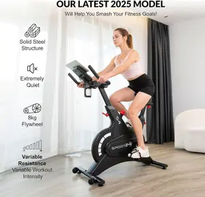 Smart Upright Exercise Spinning Bike for Home with 8kg Flywheel, LCD Screen, Multi-Resistance Levels, Indoor Bicycle Cardio