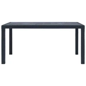 Berkfield Garden Table Anthracite 150x90x72 cm Plastic Rattan Look