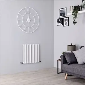 Milano Aruba Aiko - White Horizontal Designer Radiator - Modern Column Radiator - Contemporary - Single Panel - 600mm X 595mm