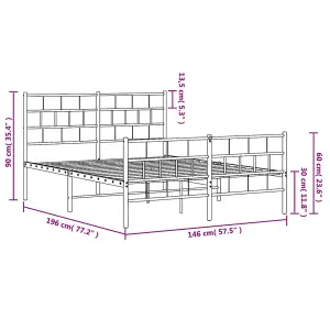 Berkfield Metal Bed Frame with Headboard and Footboard White 140x190 cm