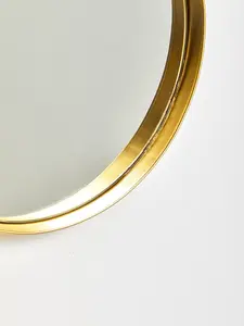 Interiors by Premier Timeless Small Gold Finish Wall Mirror, Easy To Install Circular Wall Mirror, Versatile Mirror for Home