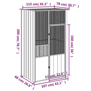 vidaXL Bird Cage Grey 115x78x200 cm Galvanised Steel