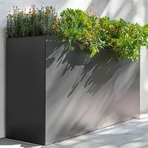 100cm Long Zinc Matte Grey 80cm Tall Trough Planter