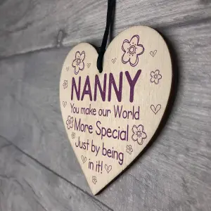 Red Ocean Mothers Day Gift For Nanny Wooden Heart Sign Keepsake Nanny Birthday Gifts For Her