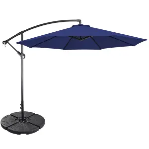 Yaheetech Navy Blue 3m Patio Offset Umbrella Outdoor Parasol with Crank