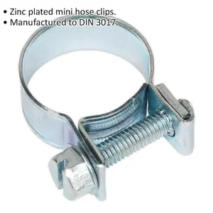 20 PACK Zinc Plated Mini Hose Clip - 16 to 18mm Diameter - Hose Pipe Clip Fixing