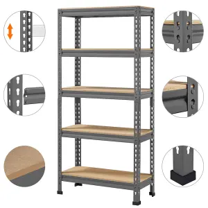 Yaheetech Dark Grey Metal 5 Tiers Boltless Storage Shelf for Warehouse Home