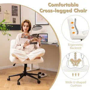 Costway Modern Rolling Office Chair Upholstered Criss Cross Chair Vanity Chair