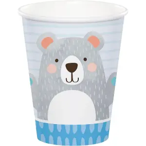 Creative Party Paper Bear Birthday Party Cup (Pack of 8) Blue/Grey/White (One Size)