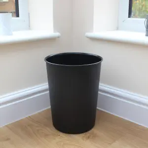 JVL Quality Vibrance Black Lightweight Plastic Waste Paper Basket Bin