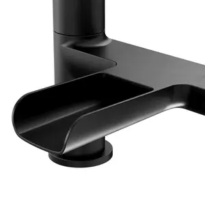 GoodHome Ajeeta Matt Black Deck-mounted Manual Single Bath Filler Tap