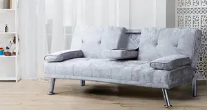 Comfy Living Verona Crushed Velvet Sofa Bed in Silver