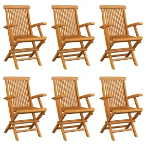 Berkfield Folding Garden Chairs 6 pcs Solid Teak Wood