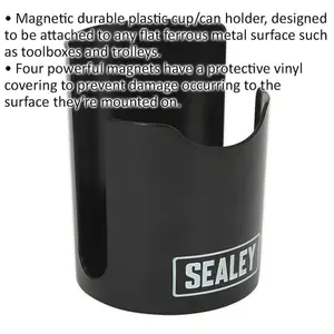 Durable Mechanics Magnetic Mug and Can Holder for Toolboxes - Black