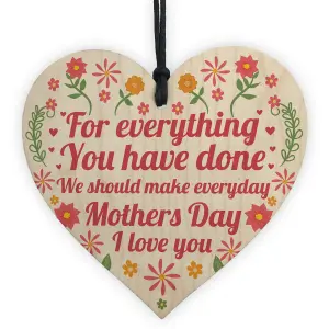 Red Ocean Mum Mothers Day I Love You Handmade Wooden Hanging Heart Sign Mum Gift From Daughter Son Keepsake