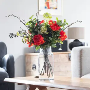 Blooming Artificial - 65cm / 2.25ft Red Faux Regal Bouquet