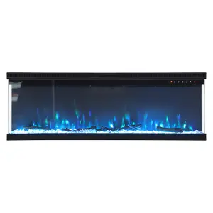 3 Side Electric Fire Wall Inset Or Freestanding Fireplace 9 Flames Color with Remote Control 50 inch